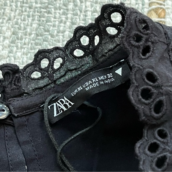 Zara Black Long Poplin Puff Sleeves Mini Dress Women’s Size XL Bloggers Favorite - Picture 11 of 12